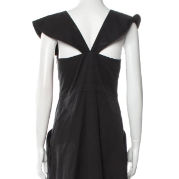 CARVEN Square Neckline Black Dress with Pockets Ruffle Size 36 / US 4 / S - Picture 4 of 4